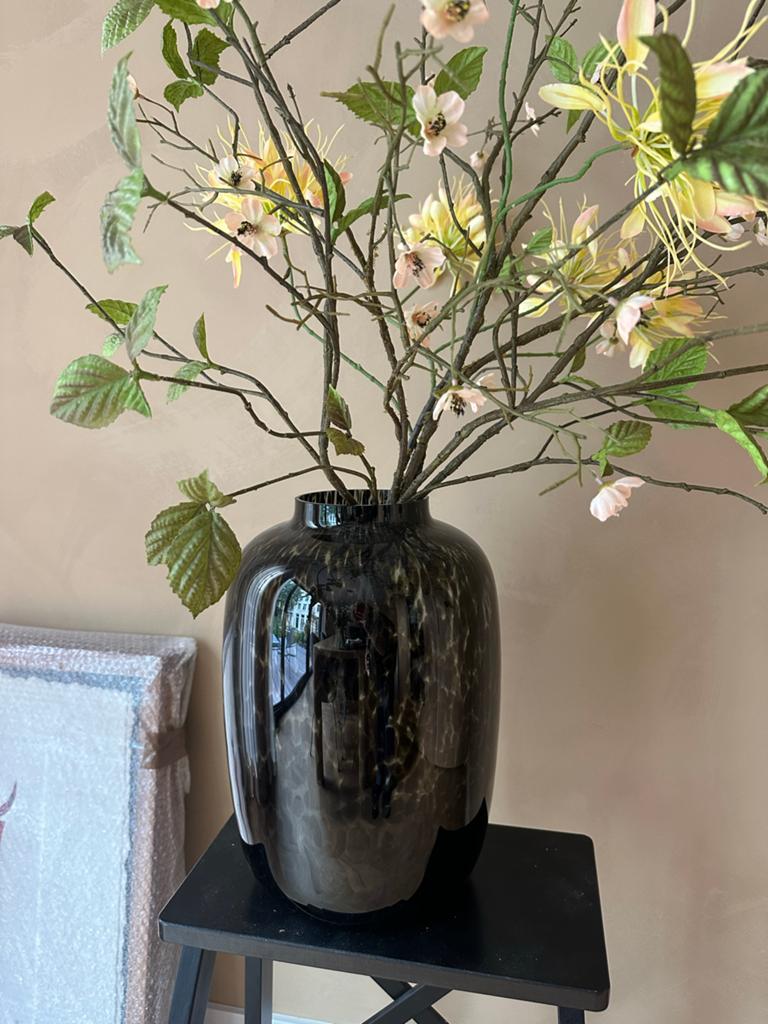 Panter Vaas glas maat L 40 cm hoog, Ophalen, Zwart, Nieuw, Glas