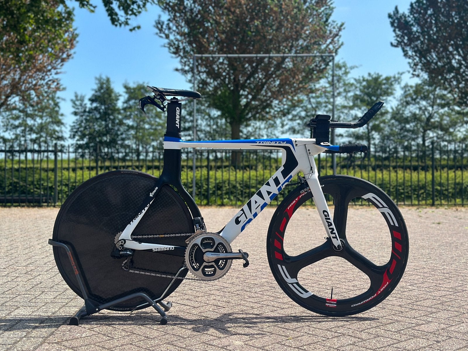 Giant trinity Tijdritfiets shimano dura-ace di2, Carbon, Giant, Zo goed als nieuw, Info@klompmakerfietsen.nl