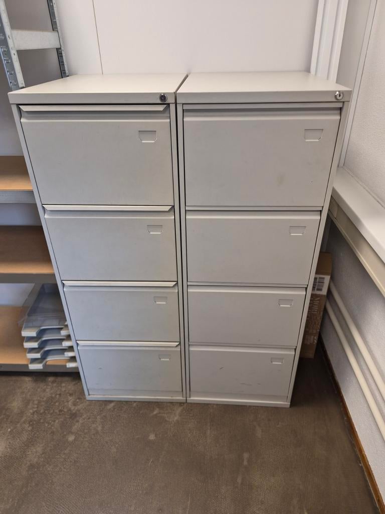 Metalen Archiefkasten met 4 Lades (Set van 2), Huis en Inrichting, Kasten | Roldeurkasten en Archiefkasten, Ophalen, Gebruikt