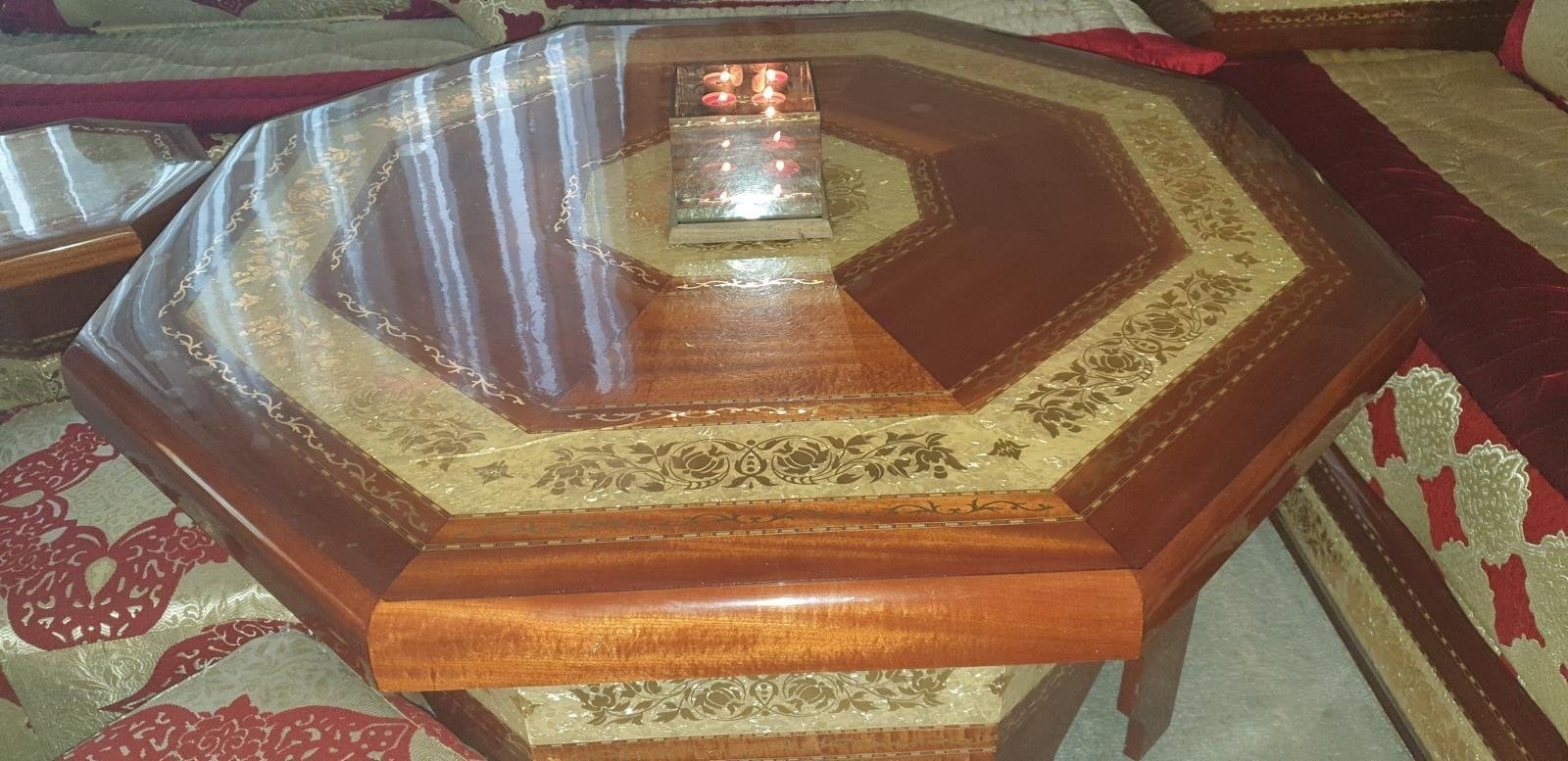 Marokkaanse hoekbank met salontafel en bijzettafels, Ophalen, Gebruikt, Overige maten, Hoekbank