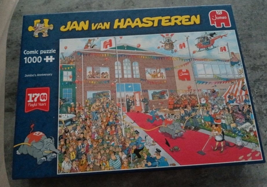 Puzzel 1000 stukjes jan van haasteren jumbo's anniversary, Ophalen of Verzenden, 500 t/m 1500 stukjes, Zo goed als nieuw
