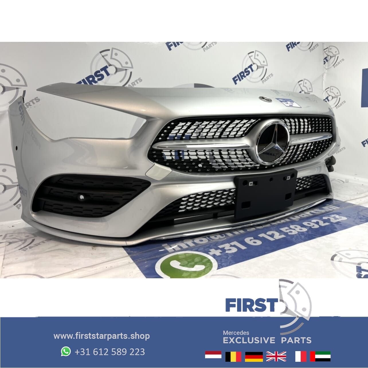 W118 C118 X118 CLA AMG BUMPER ZILVER GRIJS VOORBUMPER + DIAM, Auto-onderdelen, Gebruikt, -, Voor, Ophalen of Verzenden