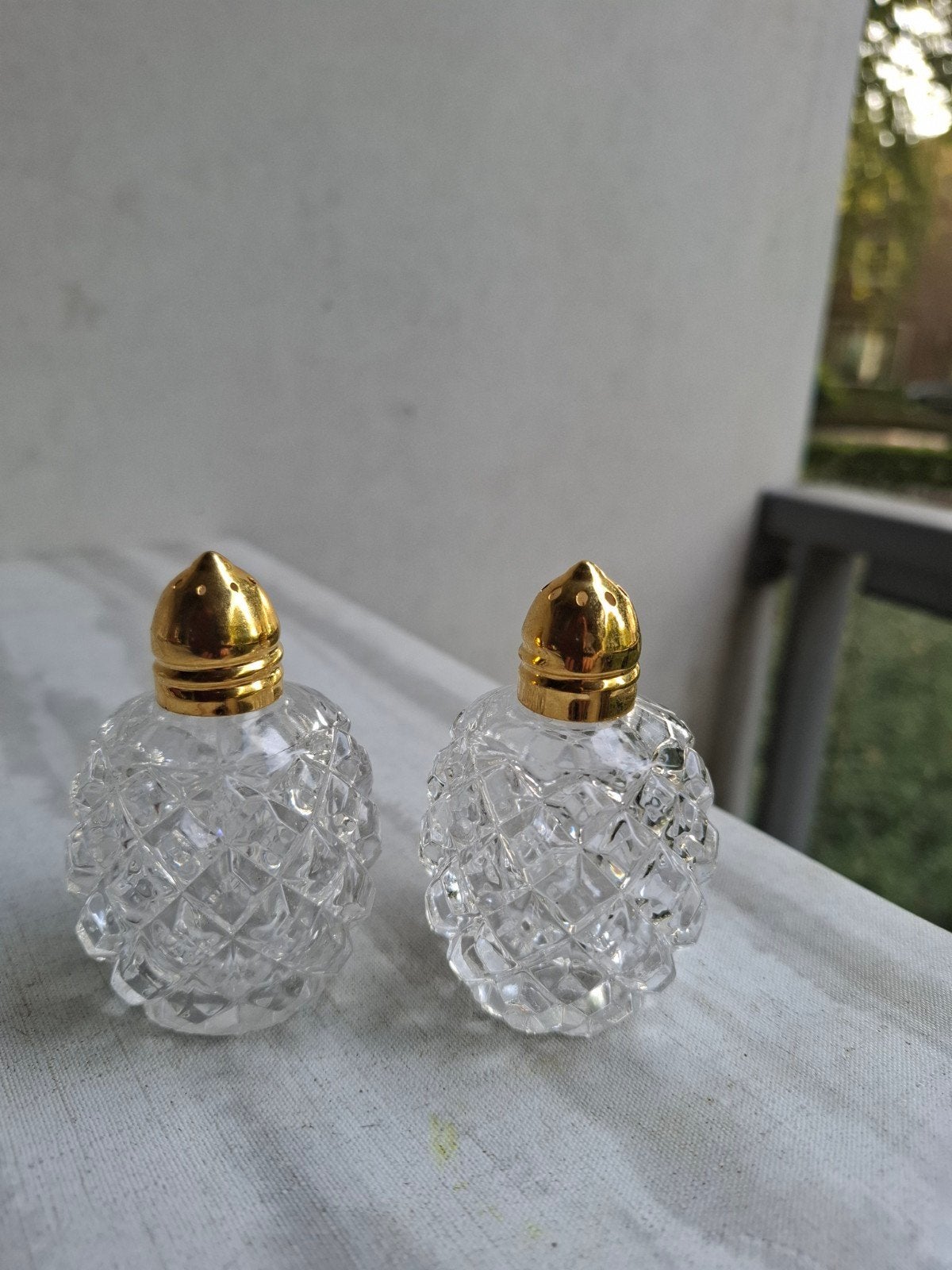 Set van kristallen zout- en pepervaatje, Antiek en Kunst, Curiosa en Brocante, Ophalen of Verzenden