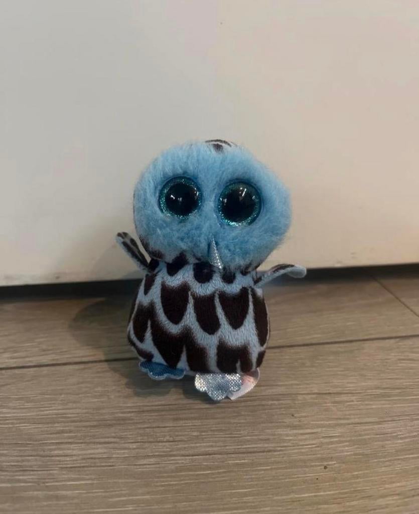 Ty Beanie Boo Uil Sleutelhanger, Overige typen, Blauw, Ophalen of Verzenden, Zo goed als nieuw