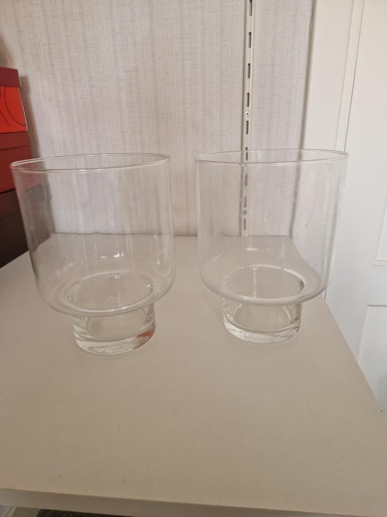2 Glazen Cilindervazen - Hoogte 21cm, Diameter 16cm, Ophalen