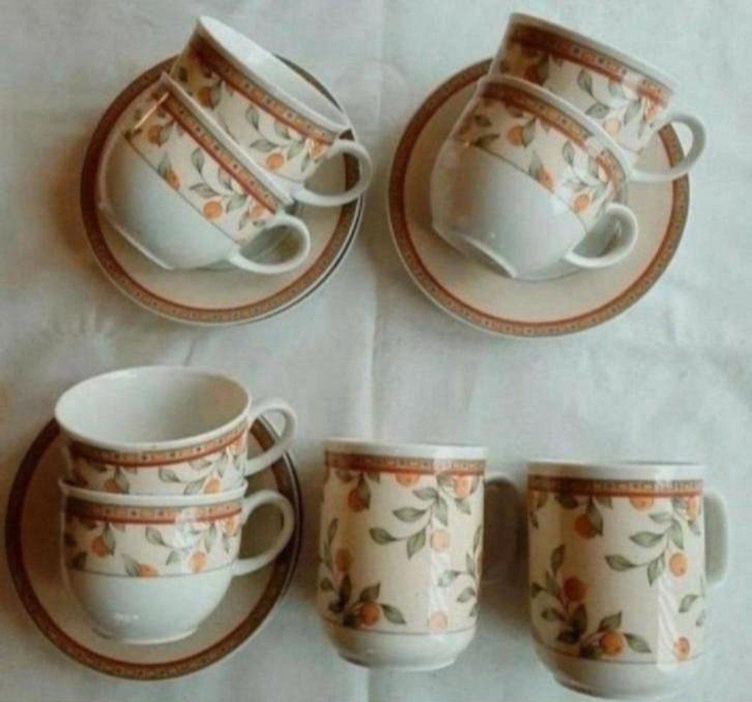 Art-Design Koffietijd servies Germany fruit decor sinasappel, Ophalen of Verzenden, Zo goed als nieuw, Porselein, Overige stijlen