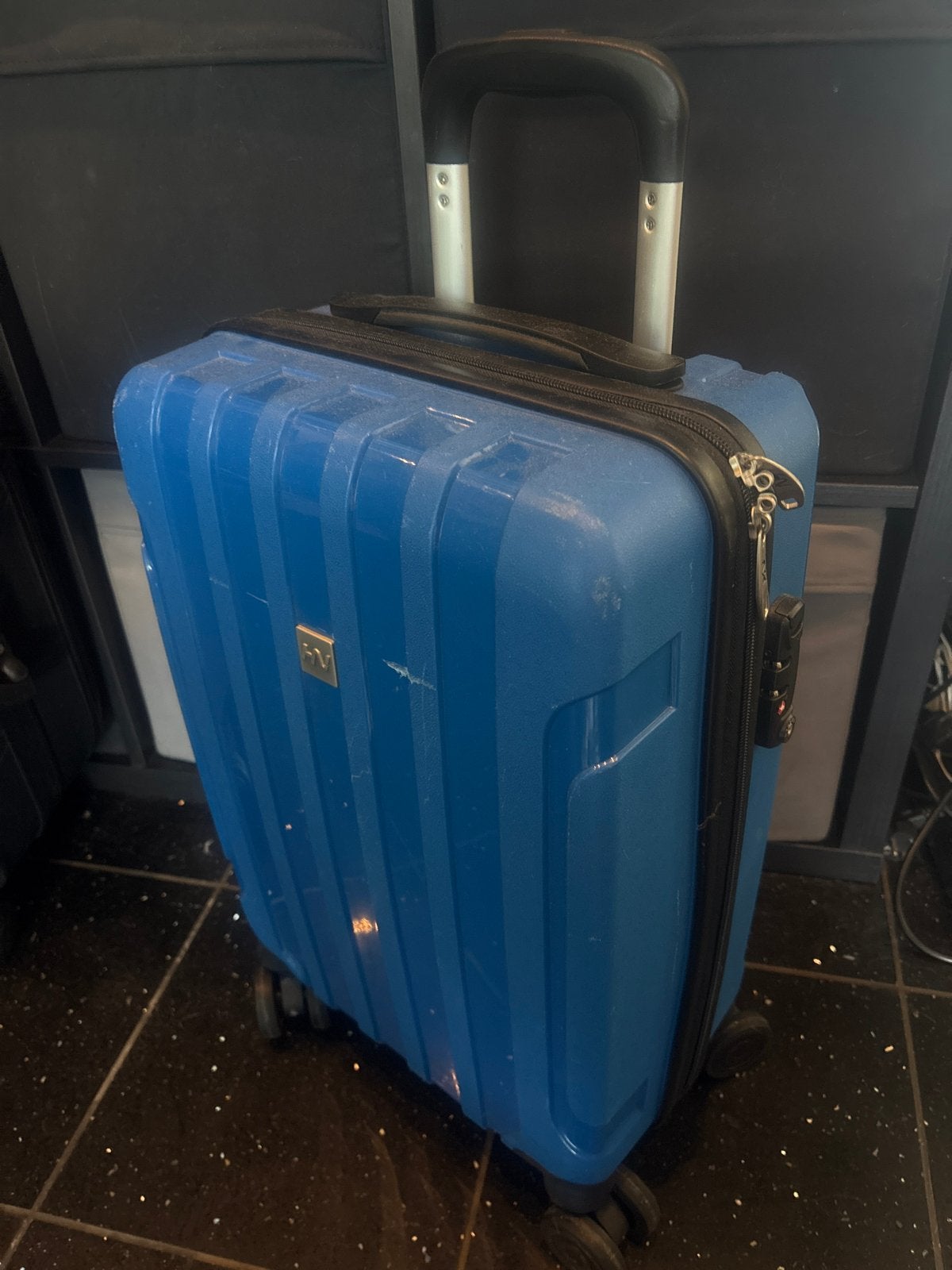 Mini handbagage koffer met 4 wielen - Blauw, Gebruikt, 50 tot 60 cm, Hard kunststof, Slot
