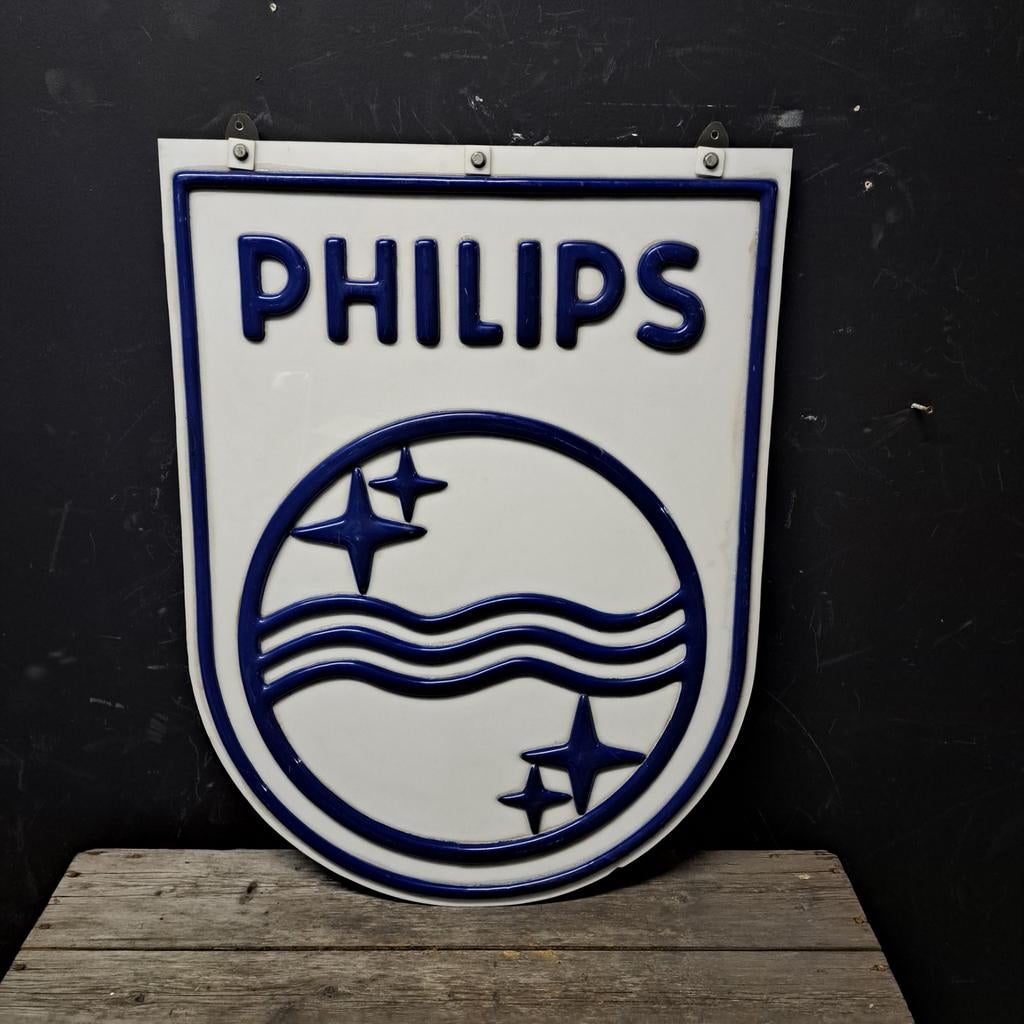 Philips logo kunststof reclamebord, Verzamelen, Merken en Reclamevoorwerpen, Ophalen, Gebruikt, Reclamebord