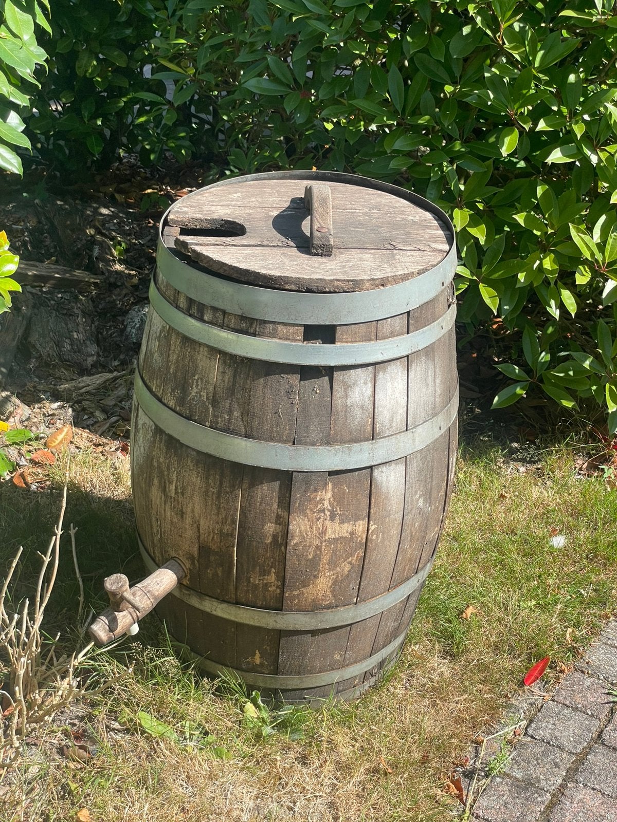 Eiken houten regenton eikenhout, Tuin en Terras, Regentonnen, Ophalen, Gebruikt, Met kraantje, 75 tot 150 liter