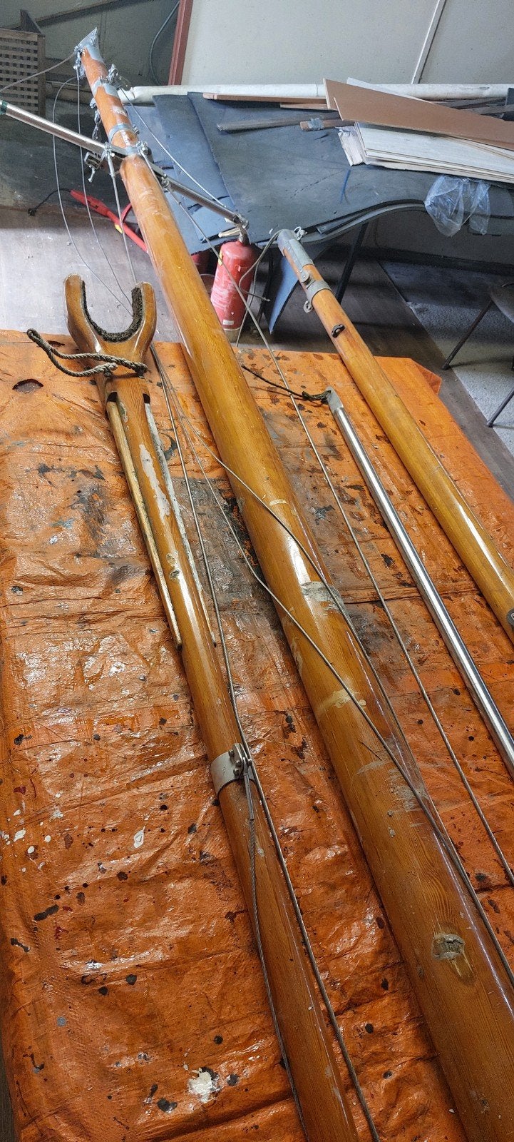 Houten Mast en Giek voor Zeilboot, Ophalen, Gebruikt, Minder dan 15 m², Overige typen