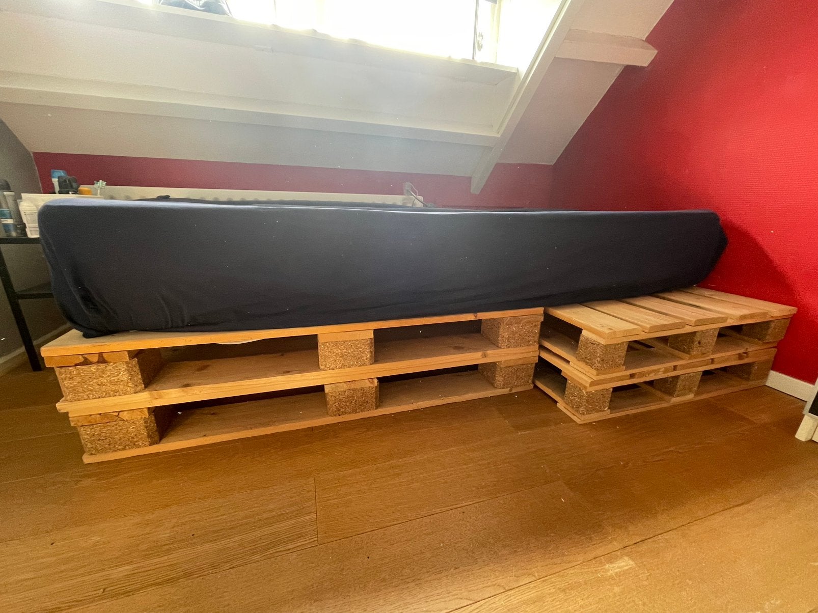 Pallet bed in goede staat, Ophalen, Gebruikt, 90 cm, 200 cm