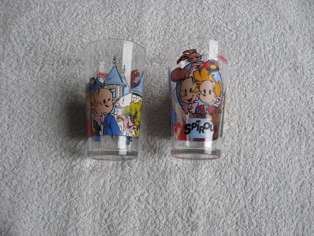 2 nieuwe limonade glazen Spirou (Robbedoes & Kwabbernoot), Verzamelen, Ophalen of Verzenden, Guust of Robbedoes, Nieuw, Gebruiksvoorwerp