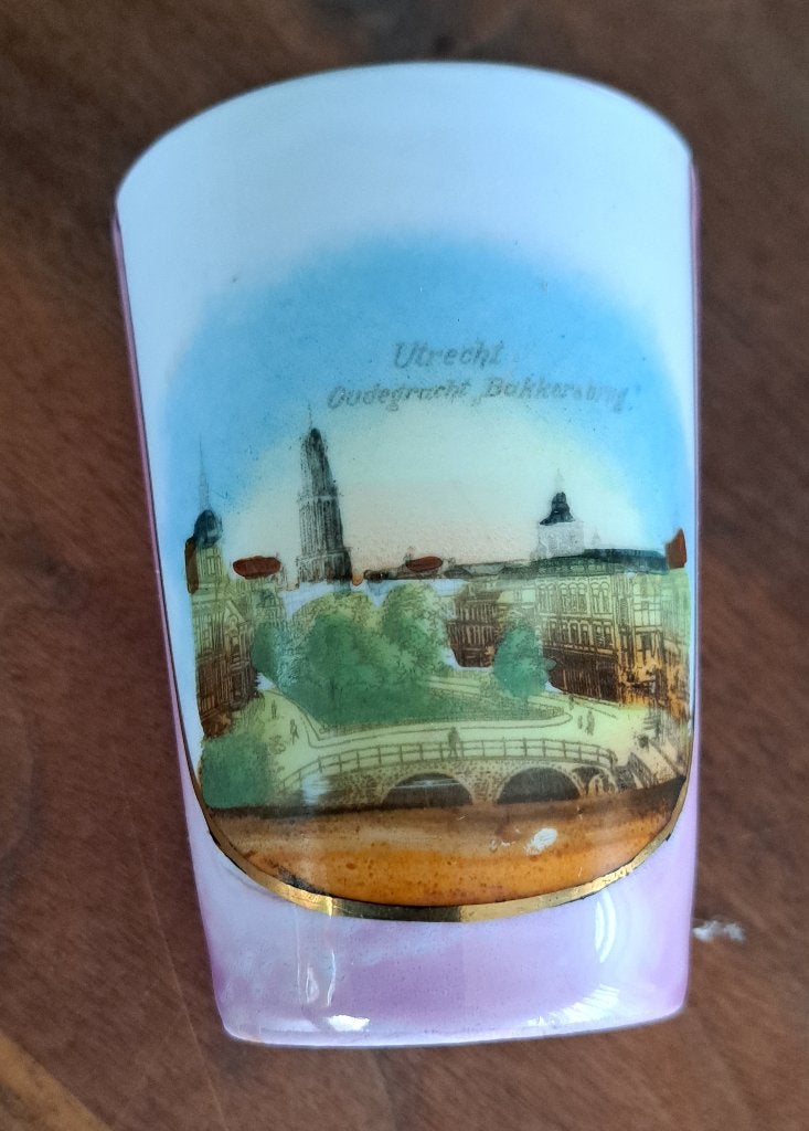 Oude beker, keramiek, met afbeelding Domtoren, Ophalen of Verzenden