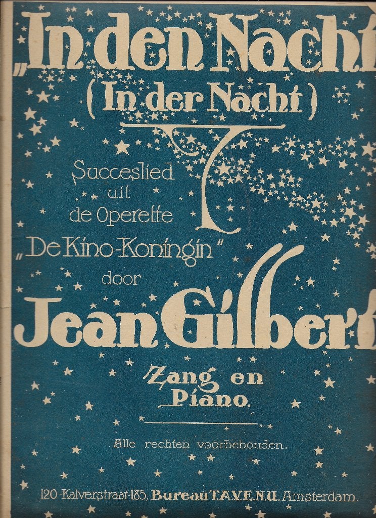 Bladmuziek: jean gilbert --- in den nacht, Ophalen of Verzenden, Gebruikt, Artiest of Componist, Populair