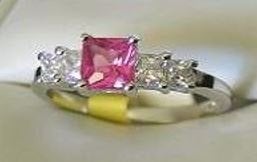Ring zilver 925 verguld witgoud roze toermalijn zirkonia, Overige kleuren, 20 of groter, Nieuw, Ophalen of Verzenden