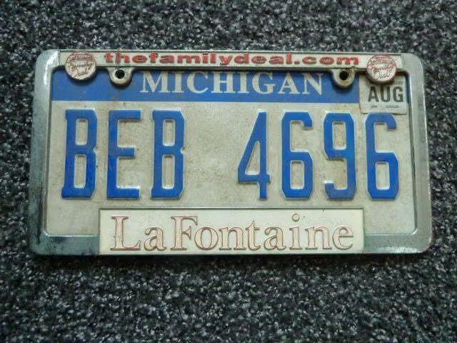 Kentekenplaat licenseplate Michigan La Fontaine USA, Verzenden, Gebruikt, Auto's