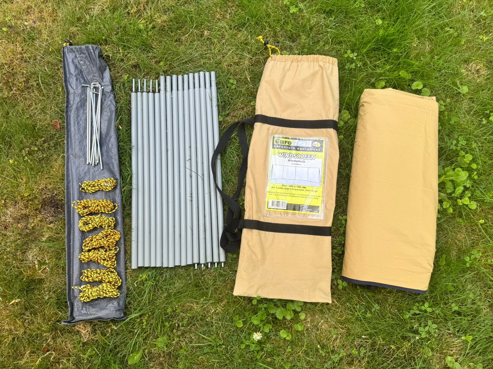 Eurotrail windscherm 5 meter x 1,5 meter in tas privacy, Caravans en Kamperen, Ophalen of Verzenden, Zo goed als nieuw