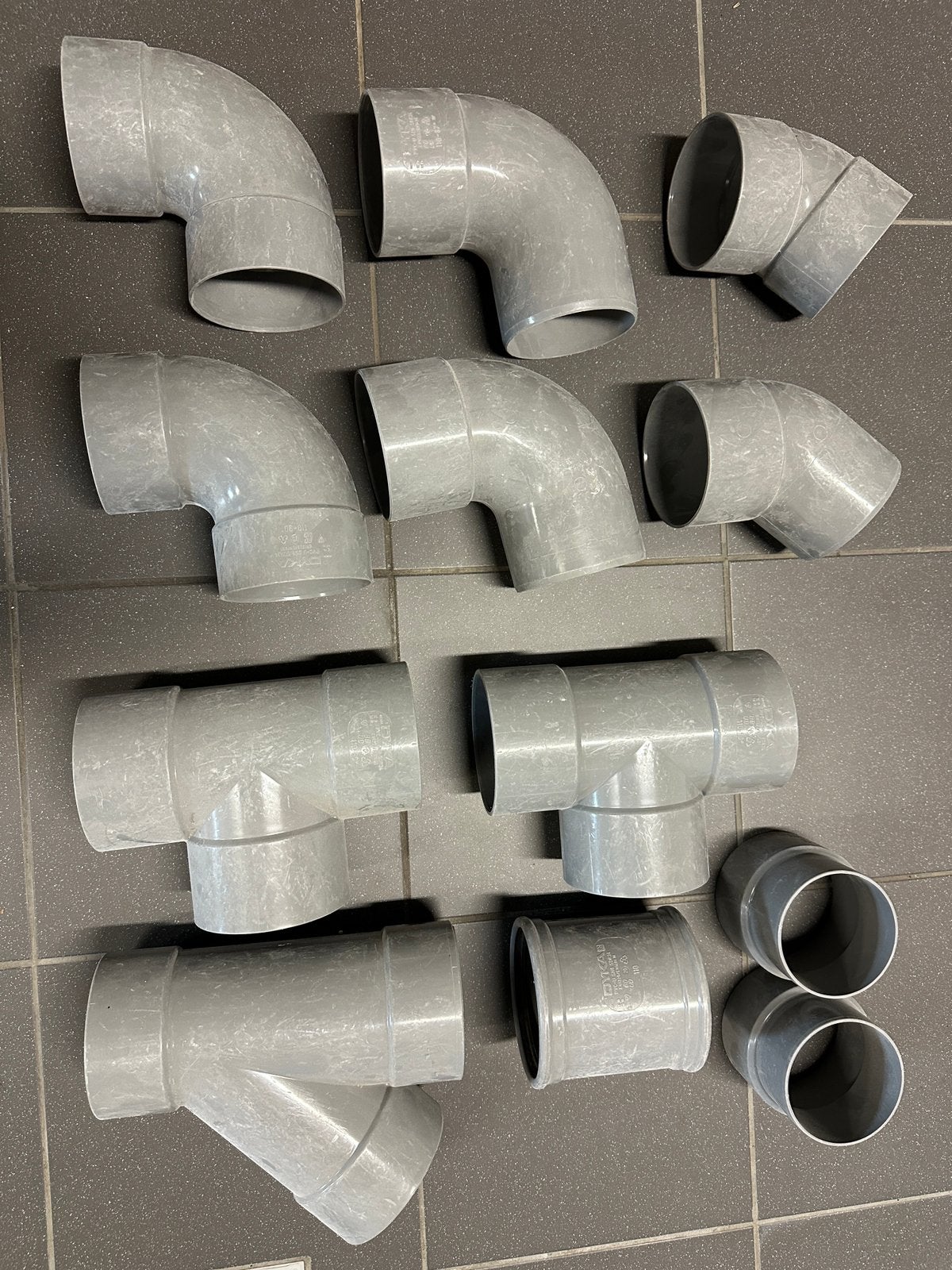 Set DYKA lijmmoffen PVC 110mm, Doe-het-zelf en Verbouw, Buizen en Afvoer, Ophalen, Bochten, Pvc, Nieuw