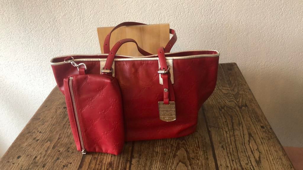 Longchamp LM Cuir tote bag rood, 30 cm of meer, Minder dan 35 cm, Ophalen of Verzenden, Zo goed als nieuw