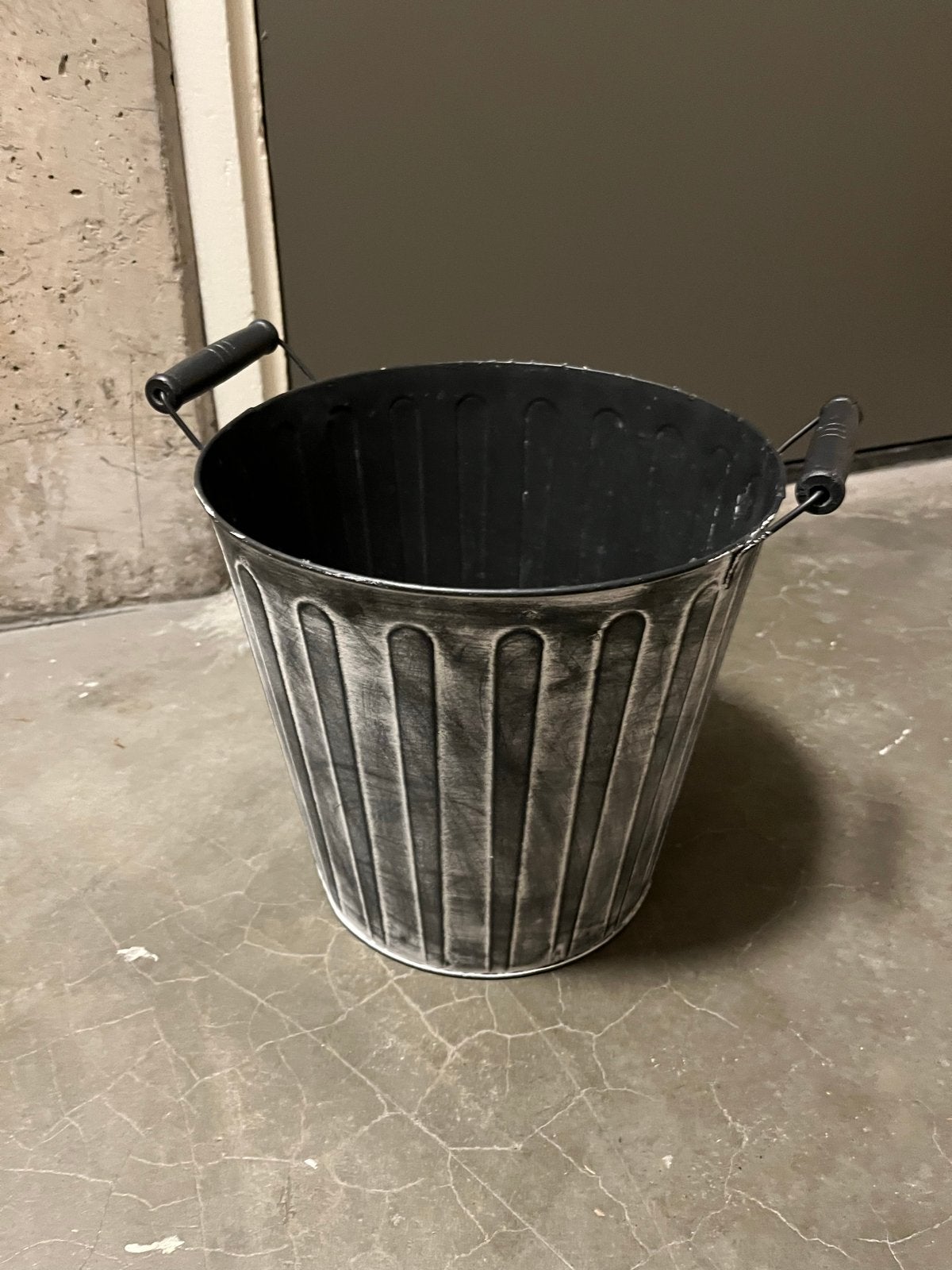 Metalen Plantenbak 25cm met Handvatten - Antraciet, Ophalen, Minder dan 30 cm, Minder dan 60 cm, Rond