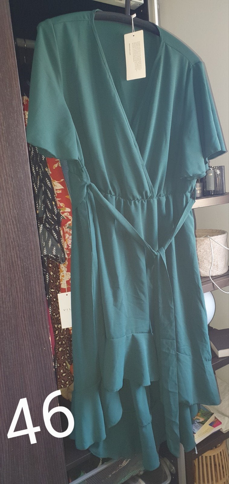 Groene overslagjurk met ruches en strik - Maat 46 zara 💫, Kleding | Dames, H&M, Maat 46/48 (XL) of groter, Nieuw, Ophalen of Verzenden