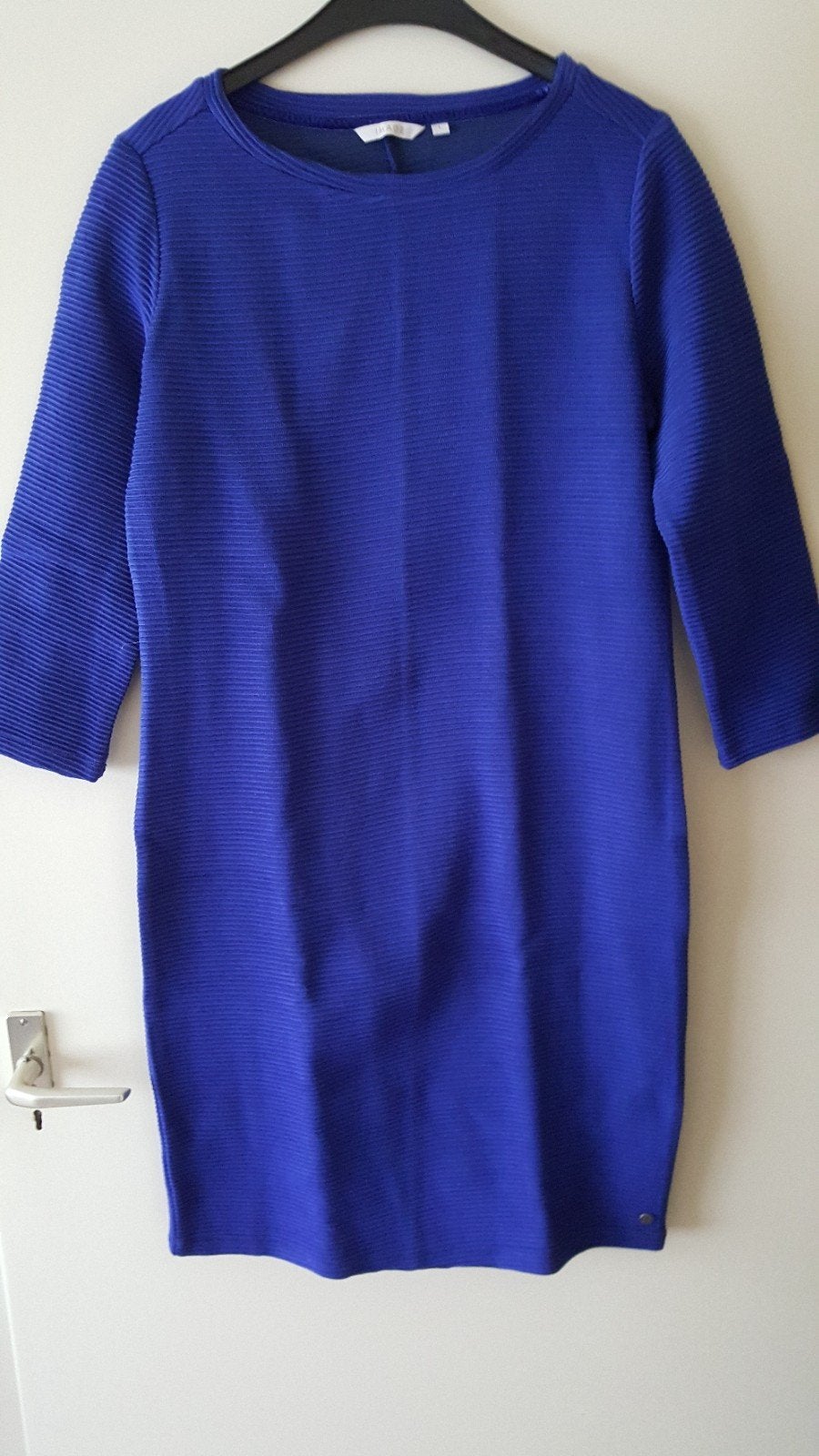 IMAGE KOBALT BLAUWE STRETCH JURK 3/4 MOUWEN MAAT L, Blauw, Nieuw, Ophalen of Verzenden, Onder de knie