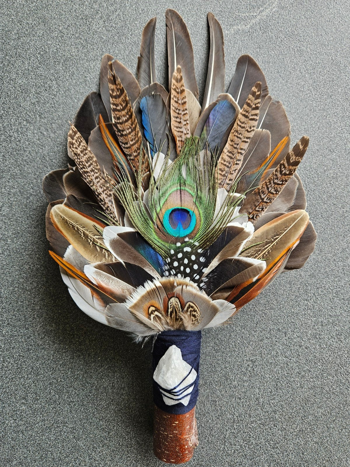 smudge feathers XL bergkristal reiki pauwenveer waaier, Ophalen of Verzenden
