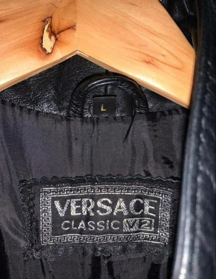 Versace Classic V2 Leren Jas - Maat L, Ophalen of Verzenden, Zo goed als nieuw, Maat 52/54 (L), Zwart