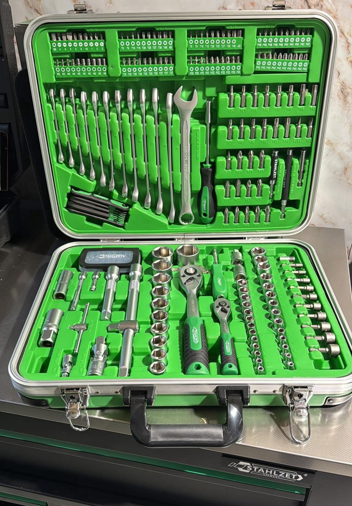 NIEUWE  Stahlzet SZ-14 gereedschapskoffer doppenset, Auto diversen, Ophalen, Nieuw