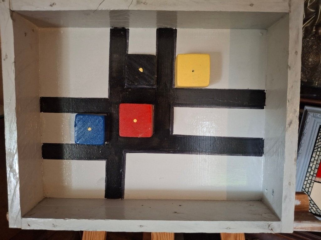de blokkendoos van de kunstenaar Barend .m ., Antiek en Kunst, Figuren, Hout, Olieverf, Gesigneerd