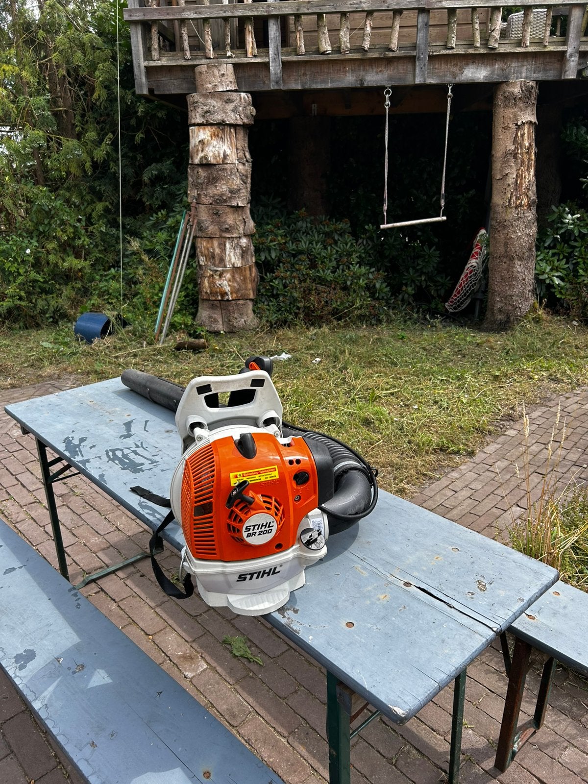 Stihl BR 200, Tuin en Terras, Ophalen, Zo goed als nieuw, Benzine, Ruggedragen