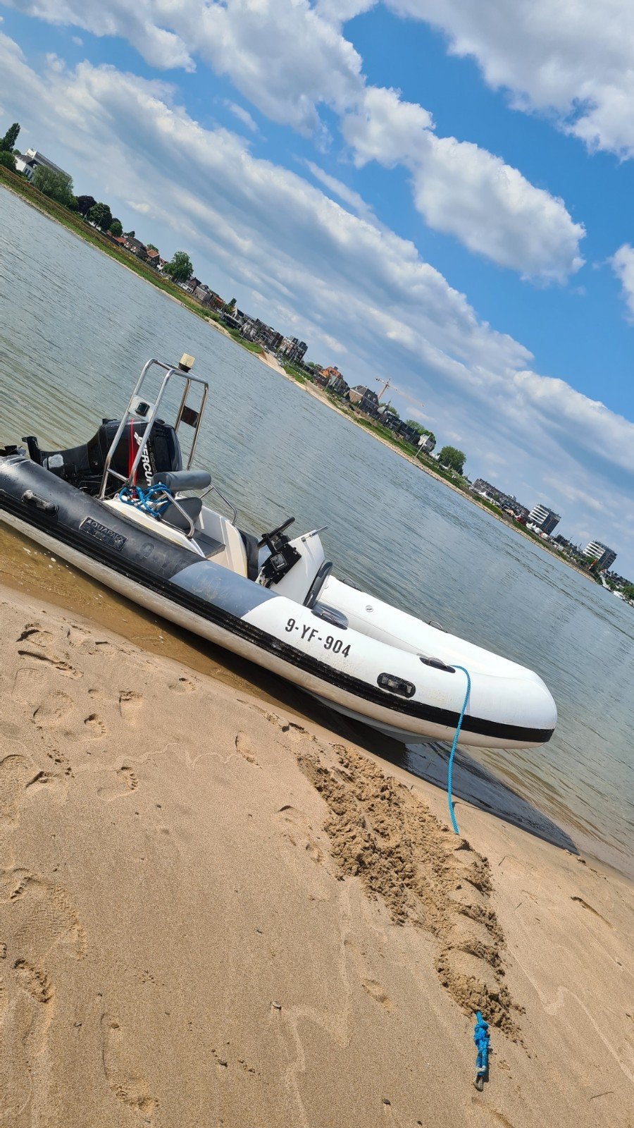RIB boot met trailer 50 pk Mercury, Gebruikt, Kussens, Ophalen, Polyester/glasvezel