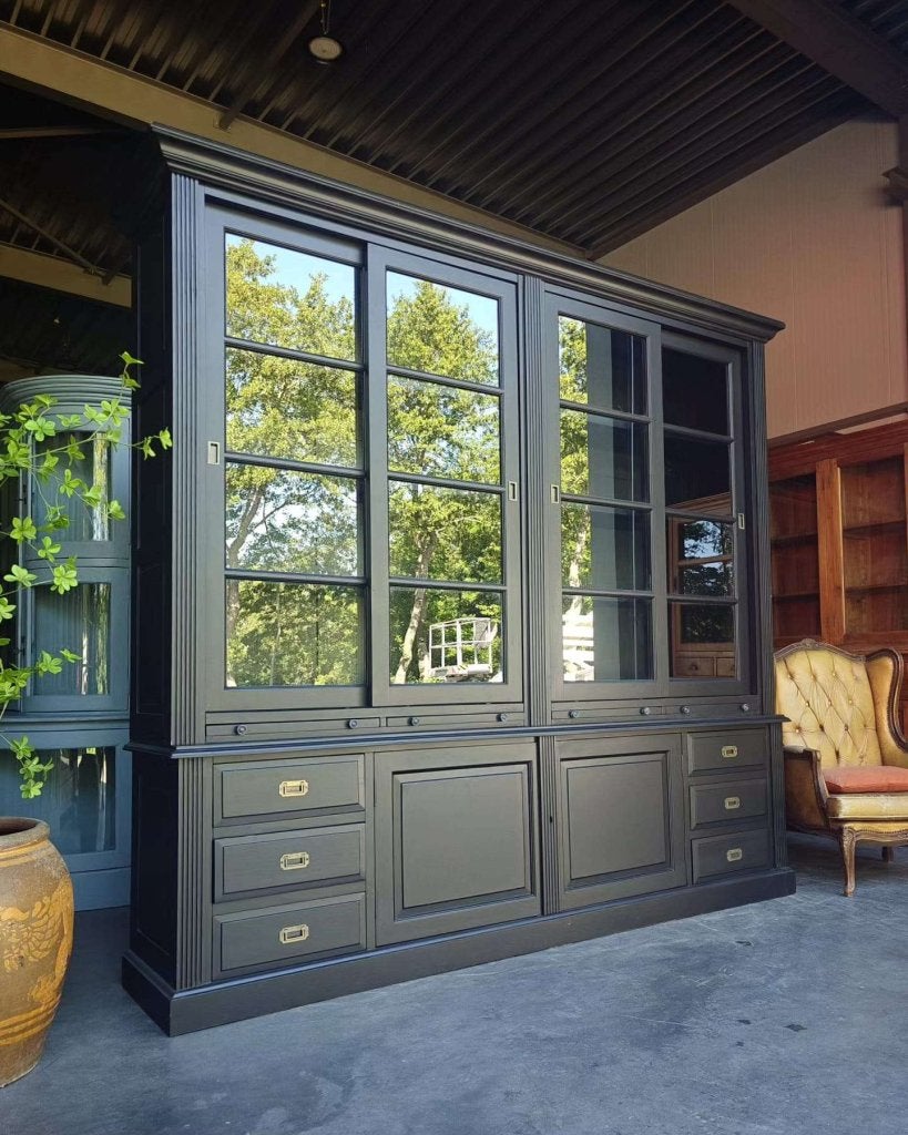 Prachtige grote notariskast | Stoere buffetkast  zwart #1453, Huis en Inrichting, Niet ingevuld, Met deur(en), 200 cm of meer
