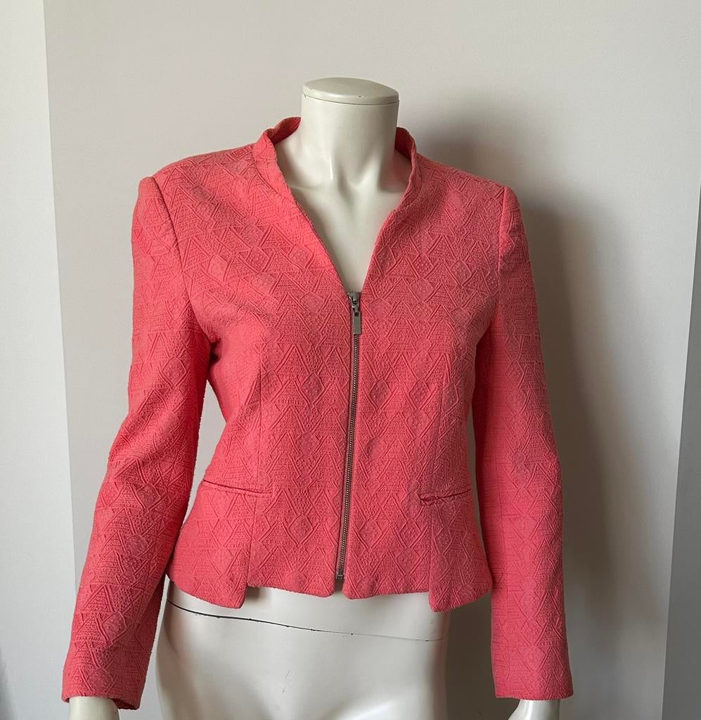 Kek koraal roze jasje van Zara van prachtige stof S, Overige kleuren, Ophalen of Verzenden, Zo goed als nieuw, Jasje