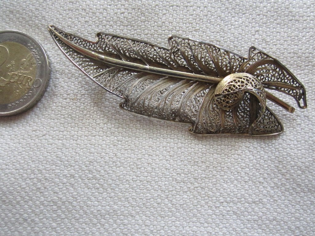 8.   Aparte oude broche, vermeil goud op zilver, Sieraden, Tassen en Uiterlijk, Ophalen, Zilver, Broche