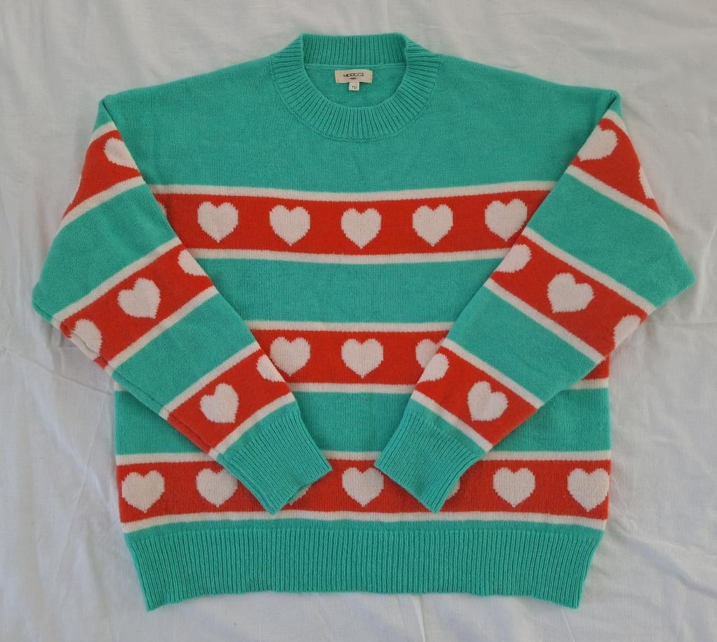 Trui met strepen en hartjes van Moocci Paris., Kleding | Dames, Moocci Paris, Ophalen of Verzenden, Zo goed als nieuw, Maat 38/40 (M)