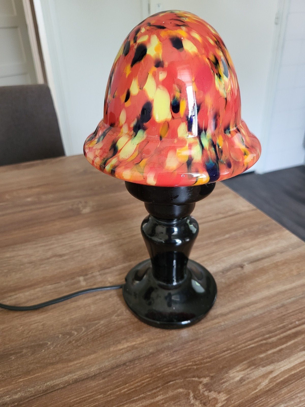 Vintage Paddenstoellamp - Kleurrijk Glas, Gebruikt, Vintage, Ophalen of Verzenden, Glas