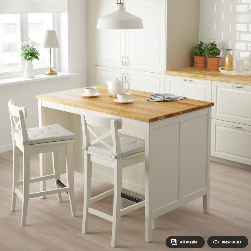 IKEA TORNVIKEN keukeneiland + 4 ROSENTORP barkrukken – goed, Ophalen, Gebruikt, 100 tot 150 cm, 75 cm of meer