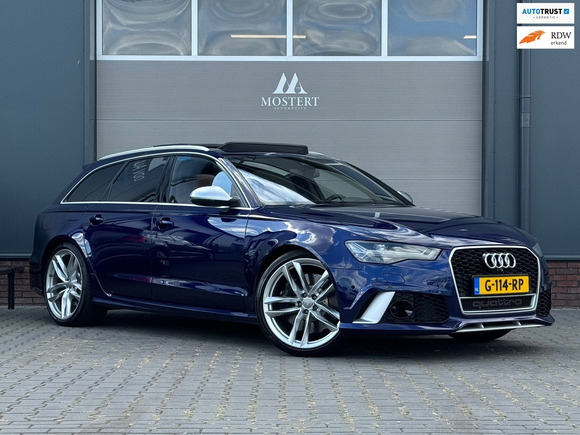 Audi RS6 Avant 4.0 TFSI/605PK RS 6 quattro performance Audi, Auto's, Automaat, Dealer onderhouden, Gebruikt, Blauw
