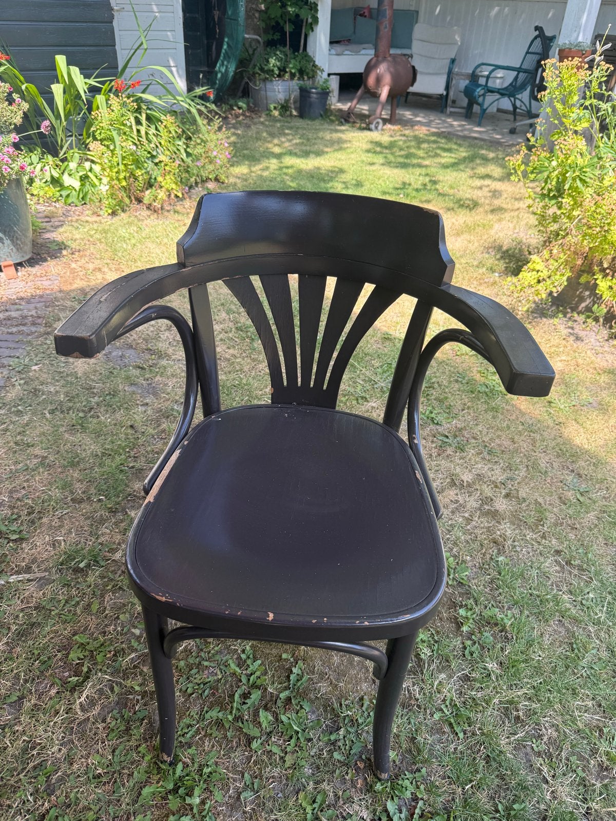 Vintage Thonet stoel met armleuningen - bruinZwart, Antiek en Kunst, Antiek | Meubels | Stoelen en Banken, Ophalen