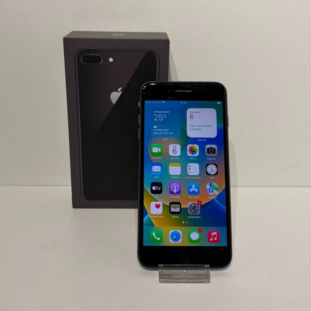 iPhone 8 Plus 64GB Accu:75% Zwart in Doos, Telecommunicatie, Mobiele telefoons | Apple iPhone, Zwart, Ophalen of Verzenden, 64 GB