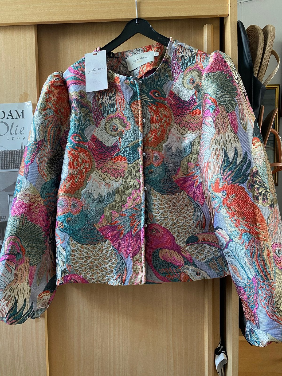 Nieuw Chinees jasje met vogelprint - Maat M/L, Ophalen of Verzenden, Nieuw, Maat 38/40 (M), Meerkleurig