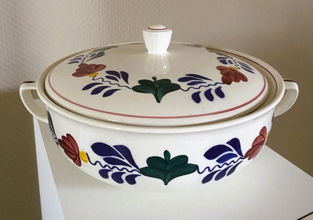 Boerenbont schaal en juskom, Ophalen of Verzenden, Aardewerk, Boerenbont, Schaal of Schalen