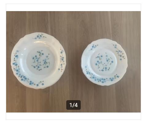 Antieke ontbijtbordjes + gebaksbordjes met bloem | 8 stuks, Antiek en Kunst, Antiek | Servies los, Ophalen of Verzenden