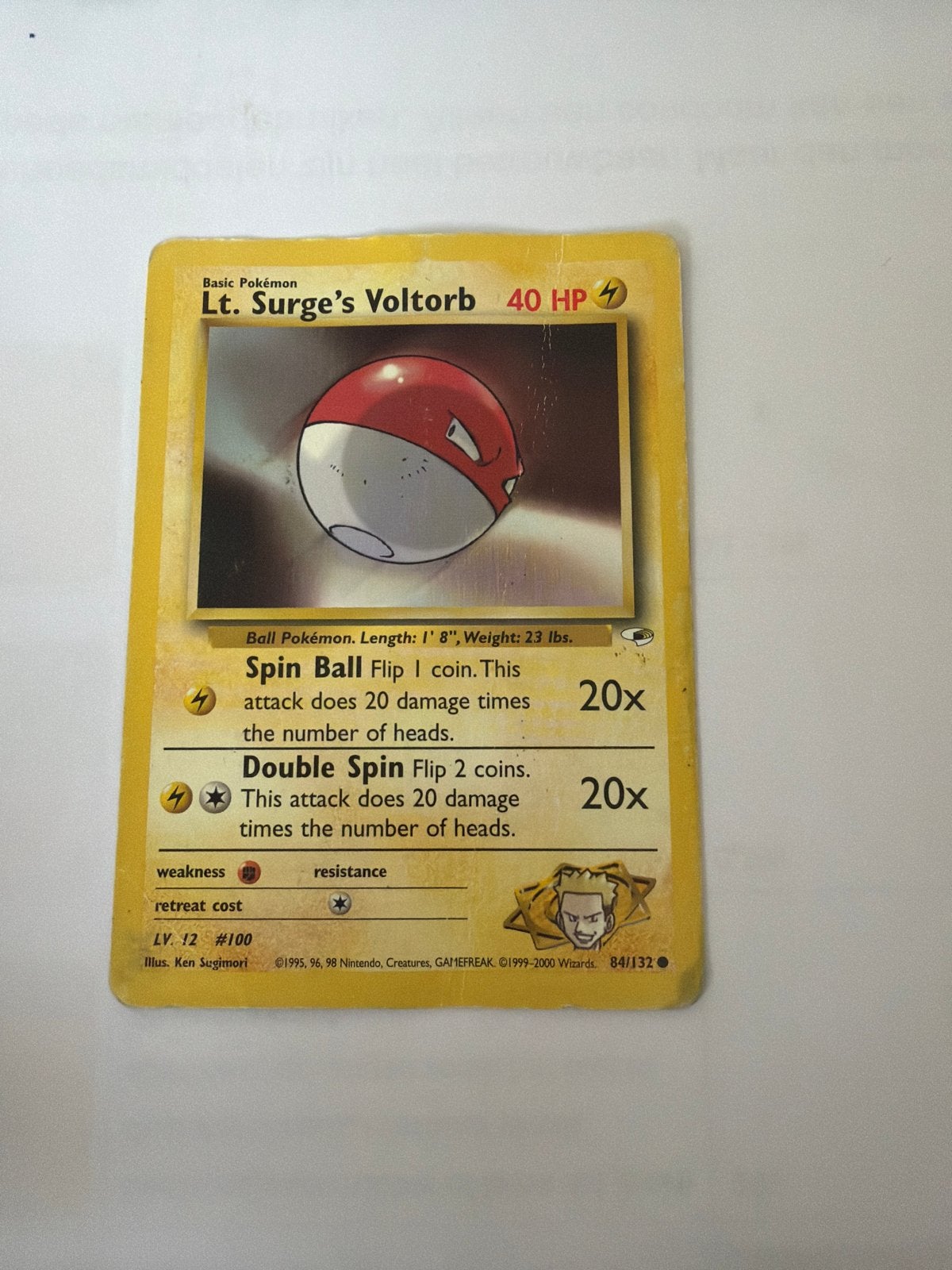 Lt. Surge's Voltorb Pokémon Kaart (84/132) - Gebruikt, Ophalen of Verzenden, Gebruikt, Losse kaart