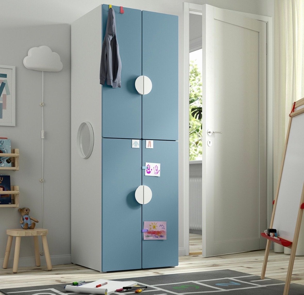 IKEA SMÅSTAD kledingkast met gele en witte handgrepen, Ophalen, Overige materialen, 50 tot 100 cm, Zo goed als nieuw
