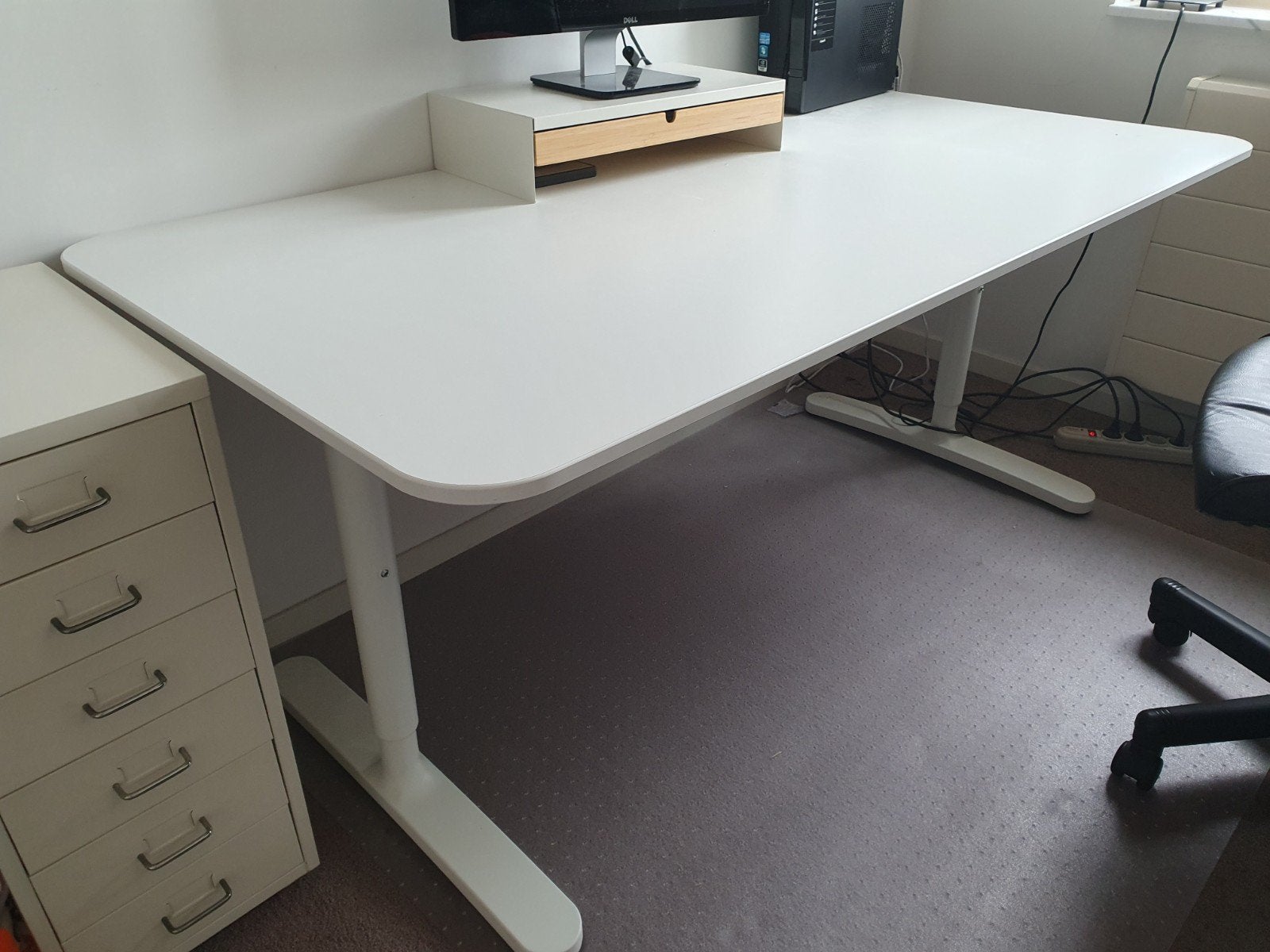 Wit bureau 160x80 cm (Ikea Bekant) in hoogte verstelbaar, Huis en Inrichting, 160 cm, In hoogte verstelbaar, Ophalen of Verzenden