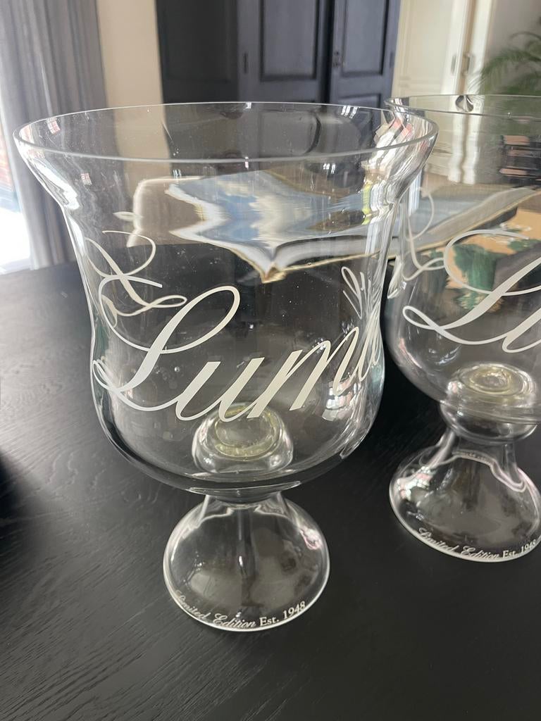 Rivièra Maison Lumiere glazen vazen 2x, Ophalen, Gebruikt, Overige kleuren, Glas