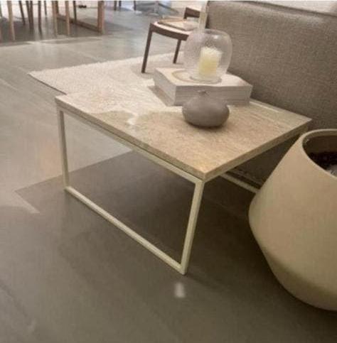 Bolia Como Salontafel - Travertine 60 x 60 x 34, Ophalen, 50 tot 100 cm, Vierkant, Zo goed als nieuw