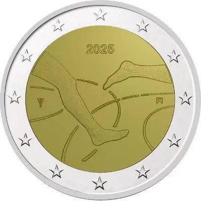 2 Euro Finland 2025 UNC - 100 jaar Atletiek, Postzegels en Munten, Munten | Europa | Euromunten, Verzenden, Finland, 2 euro, Losse munt